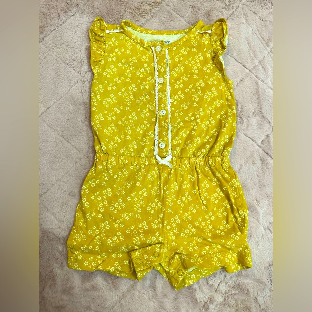 Mustard yellow , floral romper